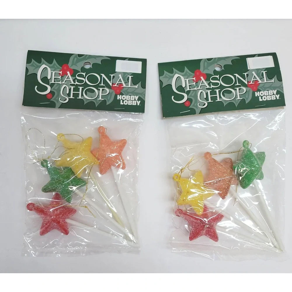 Hobby Lobby Seasonal Shop Star Lollipop Ornaments 2 Packs Sugared Candy Decor